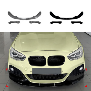 Bmw 1 Series F20 F21 Lci M Sport Front Lip <b>Splitter</b> Piano Black Carbon Fiber Texture 2015-2019 Abs Material - Product Image 5