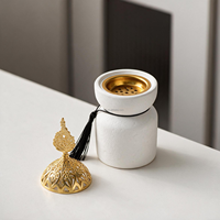 Brûleur d'encens en céramique blanche avec pompon, brûleur d'encens traditionnel, style chinois et arabe, objet décoratif pour la maison, culture artistique
