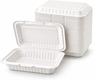 9x6 Inch100% Biodegradable Compostable Tableware Disposable Bagasse Sugarcane <b>Takeaway</b> Paper Lunch Food Box <b>Container</b> - Product Image 1