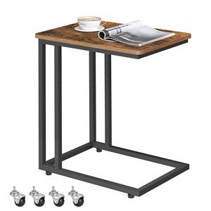 Table console industrielle moderne SENYU avec plateau en bois et base à roulettes en métal, meubles de salon - Product Image 1