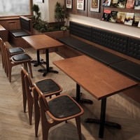 Ensemble de restaurant vintage en bois massif, table et chaises rétro pour café, mobilier de salle à manger commercial pour bistrot et café