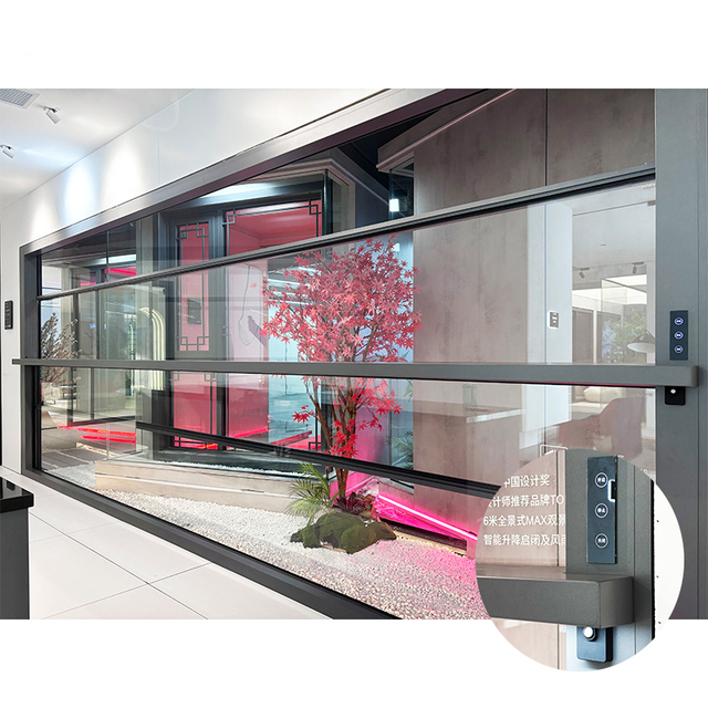 XIAODE Modern Villa Folding up and Down Electric Motorized Vertical Aluminum Accordion Windows with Insect Control