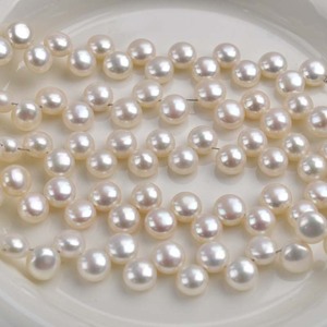 Bracelet de perles d'eau douce naturelles de haute qualité 8-9 mm, forte luminosité, perles de pain à 28 trous, vente en gros, perles semi-finies en vrac - Product Image 3
