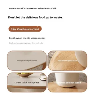 दूध-मीठा शैली nordic डिजाइन प्रबलित स्थिरता गोल डाइनिंग टेबल सेट ठोस लकड़ी समर्थन बोर्ड - Product Image 4