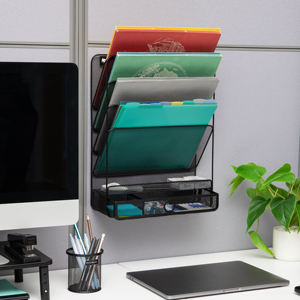 Portariviste <span class=keywords><strong>da</strong></span> Ufficio Multifunzionale a 5 Ripiani, Espositore <span class=keywords><strong>da</strong></span> <span class=keywords><strong>Parete</strong></span> A4, Portadocumenti in Metallo per Ufficio e Casa - Product Image 2