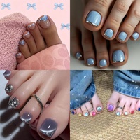 Ongles d'orteils en acrylique faits main de haute qualité, couvrants, réutilisables, à presser, avec colle, forme carrée, logo personnalisé, lot de 14 pièces