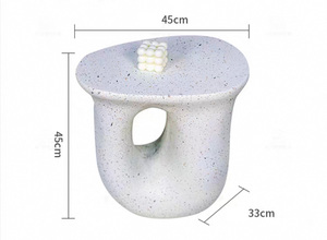 <span class=keywords><strong>Table</strong></span> d'extrémité en forme <span class=keywords><strong>de</strong></span> U à la mode <span class=keywords><strong>Table</strong></span> basse en <span class=keywords><strong>Terrazzo</strong></span> <span class=keywords><strong>Table</strong></span> d'appoint moderne légère pour salon Patio chambre décor à la maison - Product Image 2