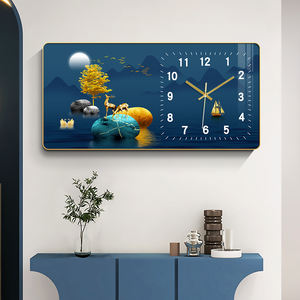 Décoration Moderne pour Restaurant Peinture Animale de Cerf Peinture sur Porcelaine de Cristal Horloge Murale Cadre d'Art Peinture Murale - Product Image 1