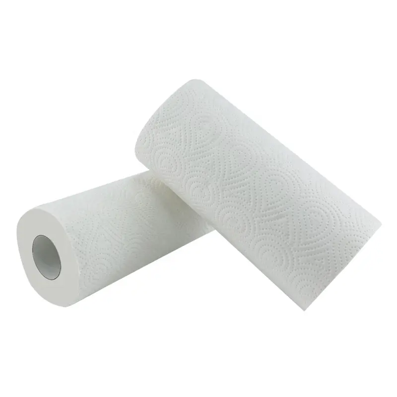 Pulpa de madera de alta calidad Ultra absorbente desechable uso doméstico cocina limpieza papel toalla rollo 2ply