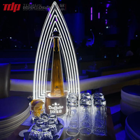 Support de bouteille de vin, de bière, de whisky, de liqueur éclairé pour bar de nuit en acrylique TDP, présentoir, glorificateur LED