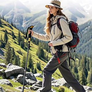Bastones de trekking telescópicos de aleación de aluminio, 4 secciones, bastones de senderismo ajustables para hombres y mujeres, equipo de escalada al aire libre - Product Image 1