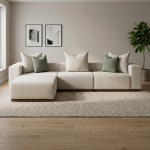 Modern L-Shape Fabric Sectional <b>Sofa</b> <b>Set</b> 3 Seater with Washable <b>Cushion</b> Back and Wooden Legs for Living Room Minimalist Design - Product Image 3