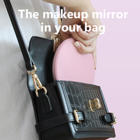 Miroir de Maquillage Rond Grossissant LED Portable Tactile, Miroir de Vanité Lumineux Compact de Poche avec Logo