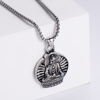 Collar de Buda de acero inoxidable chapado en oro para hombre, joyería colgante de Buda, venta al por mayor