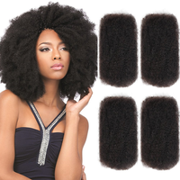 Cheveux humains noirs naturels de qualité supérieure, vente en gros, cheveux afro crépus bouclés brésiliens Remy, cheveux en vrac de 16 pouces