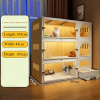 Maison pour chat moderne et écologique en ABS, grande, à trois étages, avec toilette intégrée, design cage ouverte, 105x45x105cm, jaune, pour salon