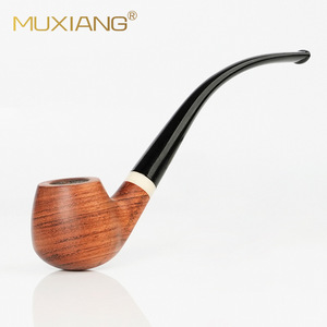 Muxiang Solid Wood Smoking Pipe Bent Type Long Handle Tobacco Pipe For Men - Product Image 2