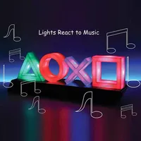 Lampe LED décorative pour icônes de jeux PS4/PS5 avec commande vocale, éclairage coloré commercial pour joueurs Playstation