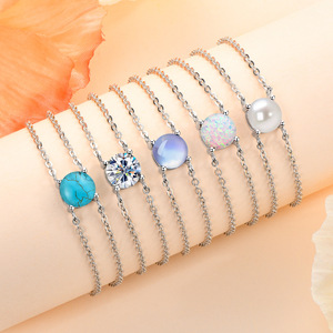 Changda S925 plata esterlina mejor amigo DIY circón cuentas pulsera Multi piedra preciosa ópalo turquesa Mossanite clásico para novia - Product Image 1