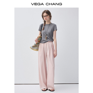 Pantaloni Neri a <span class=keywords><strong>Vita</strong></span> Alta e Gamba Larga VEGA CHANG per Donne, <span class=keywords><strong>con</strong></span> <span class=keywords><strong>Elastico</strong></span> <span class=keywords><strong>in</strong></span> <span class=keywords><strong>Vita</strong></span>, Dettagli Plissettati, Vestibilità Comoda, Pantaloni Casual <span class=keywords><strong>con</strong></span> Tasche - Product Image 3