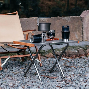 Camping al aire libre conveniente almacenamiento té hacer picnic barbacoa Mesa portátil de acero inoxidable plegable mesa de cocina