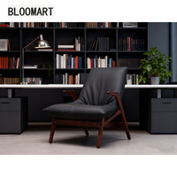 Fauteuil tout cuir avec cadre en acier au carbone pieds en bois de hêtre chaise d'appoint moderne nordique moderne chaise longue en bois de luxe
