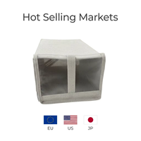 Organisateur de rangement pliable en tissu 22*34*16cm, mélange de coton, boîte de rangement pour placard avec maille visible pour vêtements, chaussettes, chaussures
