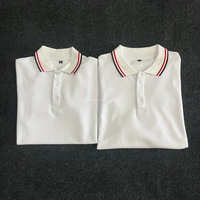 Polo en coton piqué blanc à manches courtes, 220 GSM, avec logo brodé personnalisé, pour uniforme d'entreprise, vente en gros
