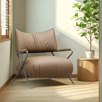 Fauteuil de salon moderne de luxe avec structure en acier inoxydable, mousse haute résilience 45D, fauteuil d'appoint rembourré pour salon