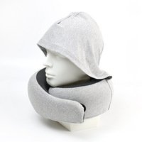 Oreiller de voyage pour le cou avec capuche pour avion, en mousse à mémoire de forme, soutien de la tête et du cou pour les longs trajets et la détente au bureau