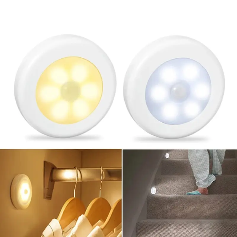 6LED Bead Sensor Night Light PIR Infrared Motion Sensor Auto On and Off Closet Battery Operated Under Led Cabinet Lights