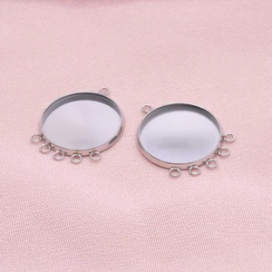 Bases Redondas Plateadas para Cabujones, de Acero Inoxidable, con Múltiples Anillas, Bandeja Circular Vacía, para Colgantes de Fotos DIY, Accesorios para Fabricación de Joyas - Product Image 4