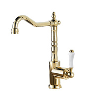 Robinet de cuisine rétro français classique européen en cuivre et argent, créatif, pour évier, avec eau chaude et froide, et cartouche céramique