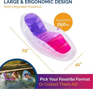 Flotador Inflable Ergonómico de PVC para Piscina con Portavasos, Color Rosa Morado Transparente, para Adultos, Fiestas Acuáticas de Verano - Product Image 6