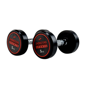 <strong>5kg</strong> black round rubber <strong>dumbbell</strong> <strong>set</strong> for gym equipment ZHONGTENGSUBO beautiful and durable steel - Product Image 5