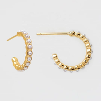 LOZRUNVE Boucles d'oreilles créoles classiques en argent sterling 925 plaqué or 18 carats avec perles d'eau douce, vente en gros