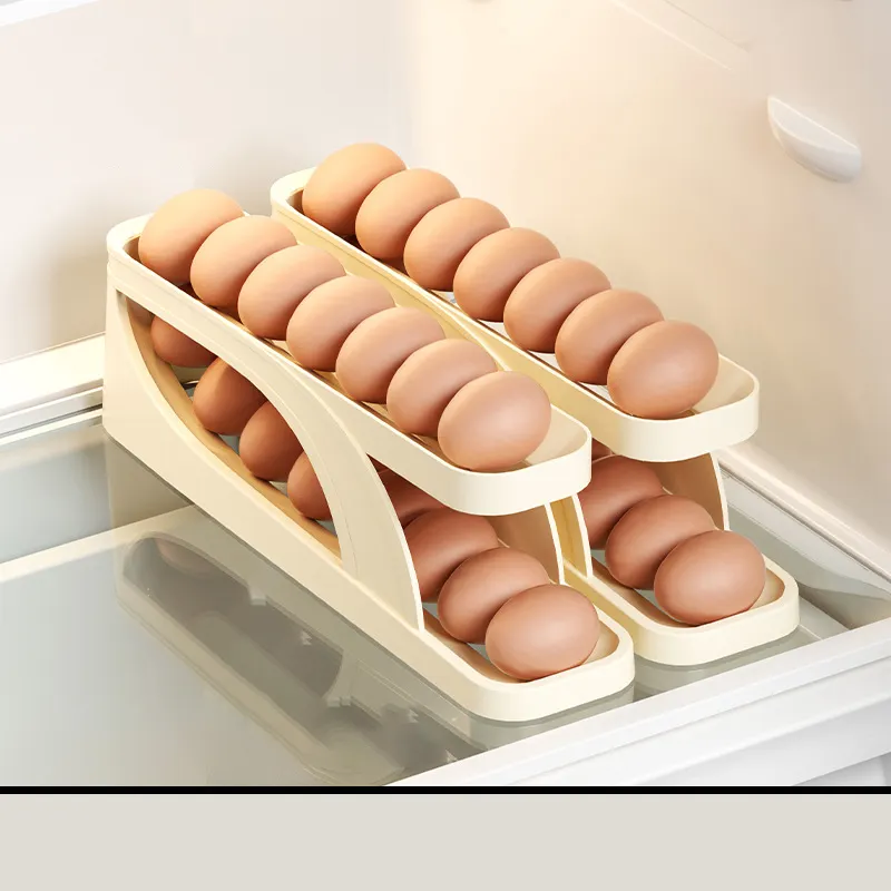 Kühlschrank Plastik-Eieraufbewahrungsbox Behälter Lebensmittelaufbewahrungsbehälter-Set schiebeschiebener Typ China Großhandel Eierroller Regal Aufbewahrungsbox