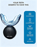 Kit de Blanqueamiento Dental Inalámbrico Recargable para Uso Doméstico Seguro RIJIE SMILE, 32 Luces LED Azules y Rojas, Gel Sin Peróxido, 4 Geles Portátiles