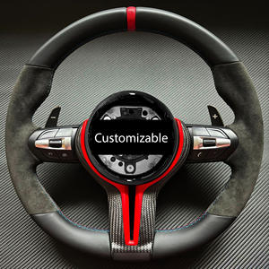 Volante Deportivo Redondo de Cuero con Cubierta de Fibra de Carbono Personalizada para <span class=keywords><strong>BMW</strong></span> <span class=keywords><strong>328i</strong></span> 540i E39 E46 E60 E90 <span class=keywords><strong>F10</strong></span> F15 F22 F16 2008-2019 - Product Image 2