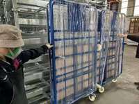 Mracking Chariot d'entrepôt Cage à roulettes Cages logistiques à usage intensif Conteneur à roulettes 4 faces avec roues