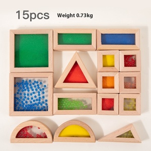 2025 Montessori cognitivi blocchi di costruzione di legno colore trasparente acrilico arcobaleno assemblati giocattoli educativi per bambini piccoli - Product Image 6