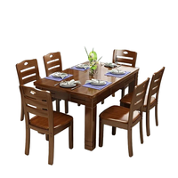 Juego de Mesa y Sillas de Comedor Occidental de Madera Maciza Moderna, Plegable, Ahorra Espacio, Muebles para el Hogar para Apartamentos Pequeños
