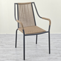Fauteuil de bistrot moderne en aluminium et rotin tressé, résistant aux UV, imperméable, empilable, pour l'extérieur, café, restaurant, jardin