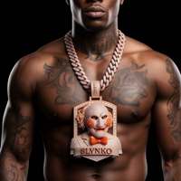 Colgante de Plata de Ley 925 Premium con Moissanita, Colgante Personalizado con Personaje Hip-Hop, Brillante en Todas las Direcciones
