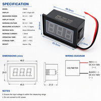 HYT V27 Merah Hijau Biru Dua-Kabel DC 4.5V-30V 0.56-Inci Voltmeter Digital Layar LED Akurasi 0.1% Arus DC Fase Tunggal