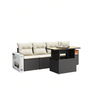 Ensemble de canapés de jardin en rotin noir 4 places avec rangement, mobilier d'extérieur au design contemporain - Product Image 1