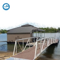 Maison flottante 100% recyclable, maison-bateau, maison aquatique, structure en aluminium WPC pour l'eau de mer, extérieur