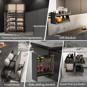 Vbosr Angolo Magico con Chiusura Morbida, Moderno Armadio <span class=keywords><strong>Dispensa</strong></span> in Alluminio, Cestello Estraibile Idraulico per Mobili da Cucina Modulari - Product Image 6