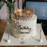 Alles Gute zum Geburtstag Prinzessin Königin Tortenaufsatz Gold Silber Acryl Geburtstags-Cupcake-Topper für Geburtstagsparty Tortendekoration