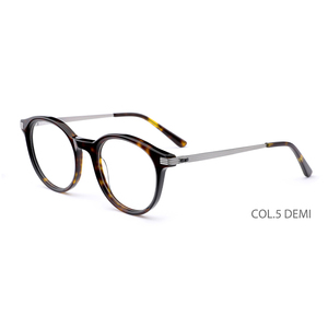 OBM saydam asetat gözlük Unisex yuvarlak ince kollar Minimalist tarzı çerçeveleri hafif titanyum & asetat Blend gözlük - Product Image 3